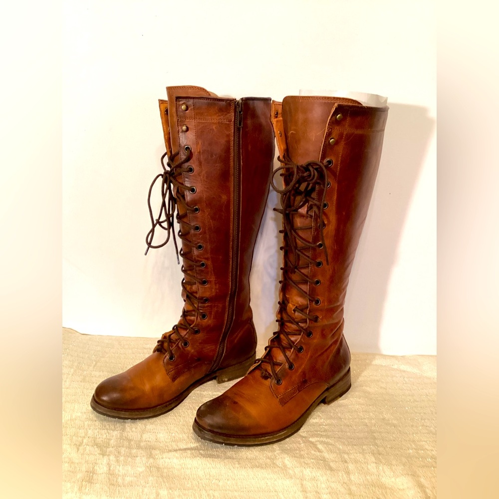 Lace up FRYE riding knee boots